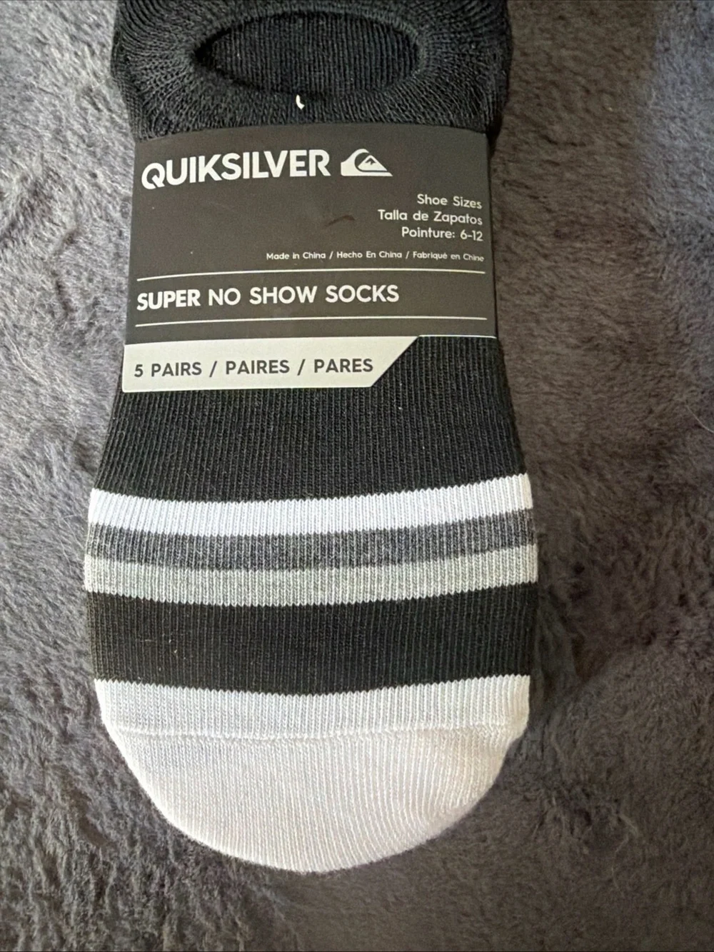 Quiksilver Men’s Black, White & Gray Low-Cut No-Show Socks - 5 Pack